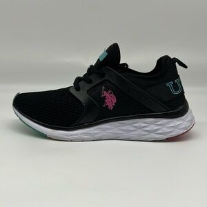 US Polo Association NW8110 Morale -M Black Sneaker Pink Turquoise Accents size 6
